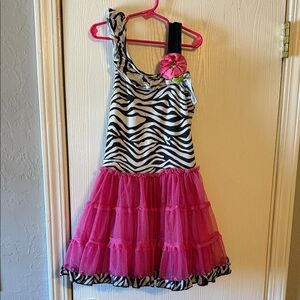 Zebra Print Dress with Pink Tulle Skirt